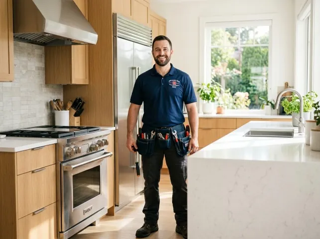 Appliance Repair Hero technician in a Arcade, NY kitchen after an appliance repair